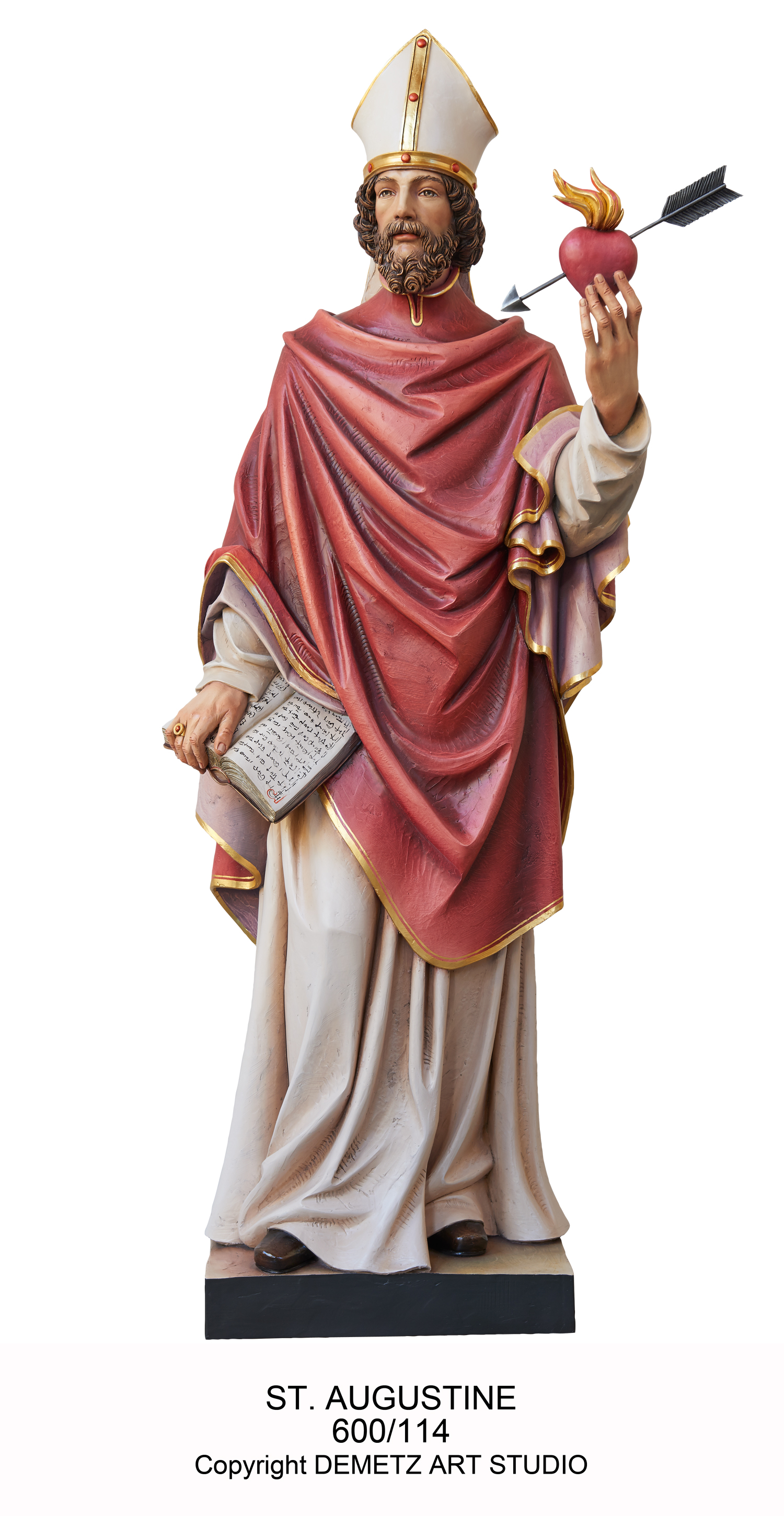 Statue St. Augustine 60" Linden Wood