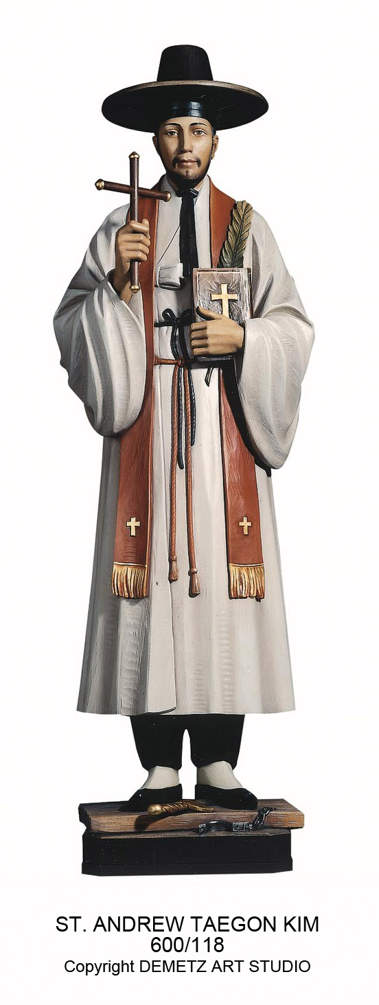 Statue St. Andrew Taegon Kim ( Korea) 48" Linden Wood