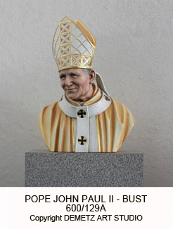 Statue Pope John Paul Ii - Bust 28" Fiberglass