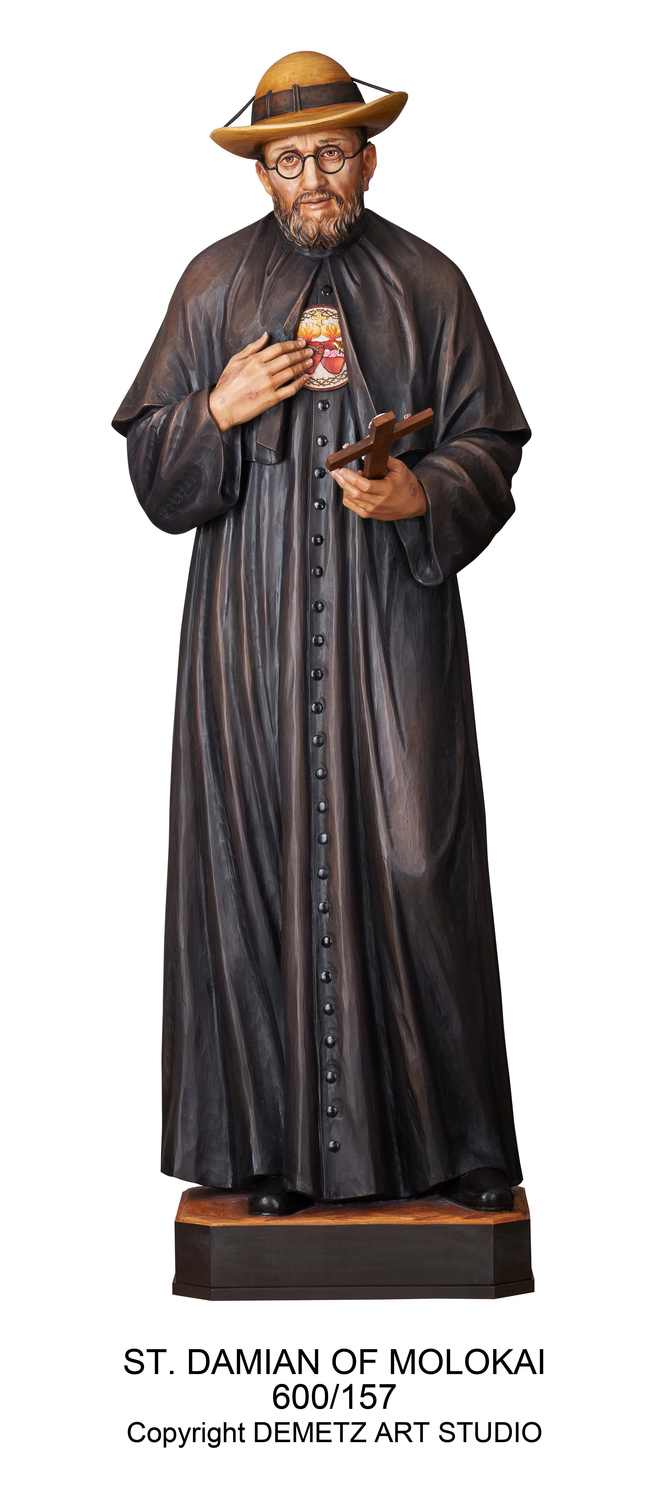 Statue St. Damian Of Molokai (Hawaii) 50" Linden Wood