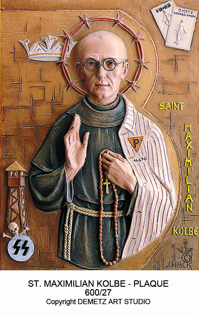 Statue St. Maximilian Kolbe - High Relief 21" x 15" Fiberglass