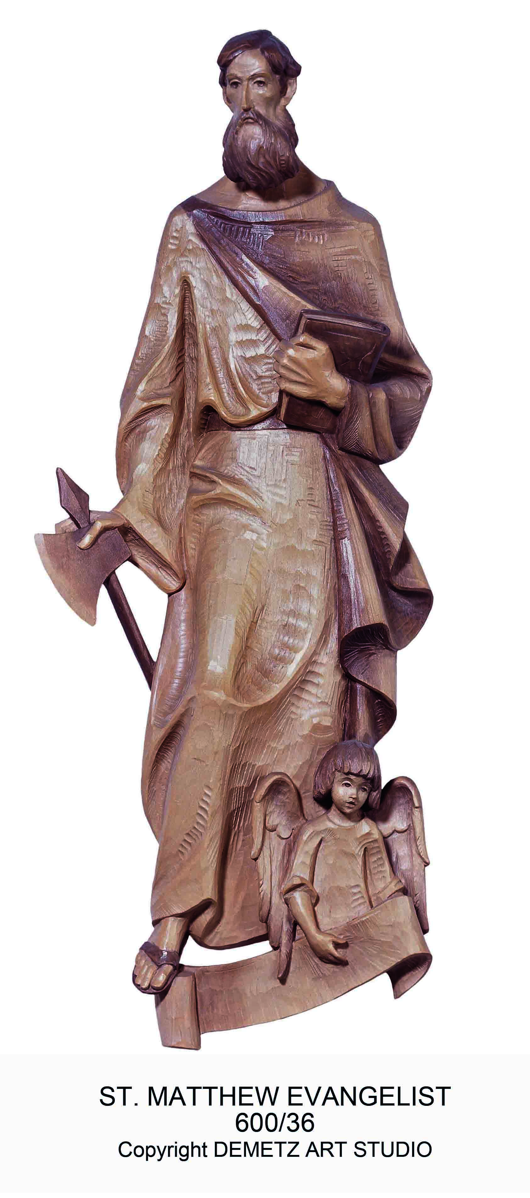 Statue Four Evangelists St. Matthew 24" Linden Wood