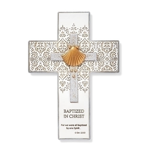 Baptism JStudio 9" Baptism Wall Cross Shell