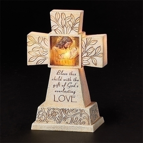 Baptism 7" Cross Jesus Loves Me LED