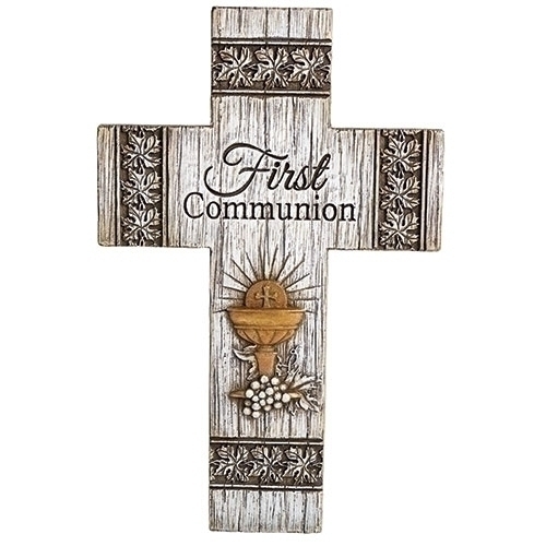 First Communion 8.75" Wall Cross Distressed