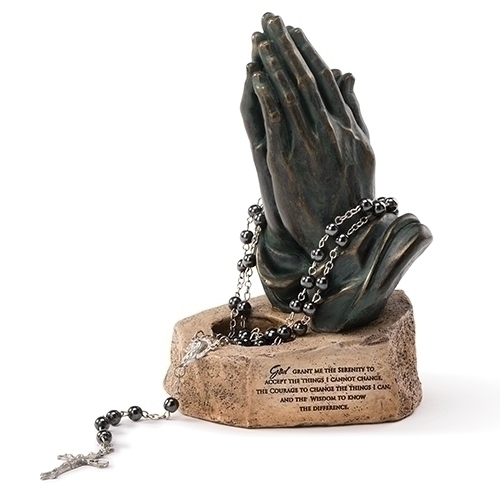 Statue 6.25" Pray Hands Rosary Holder