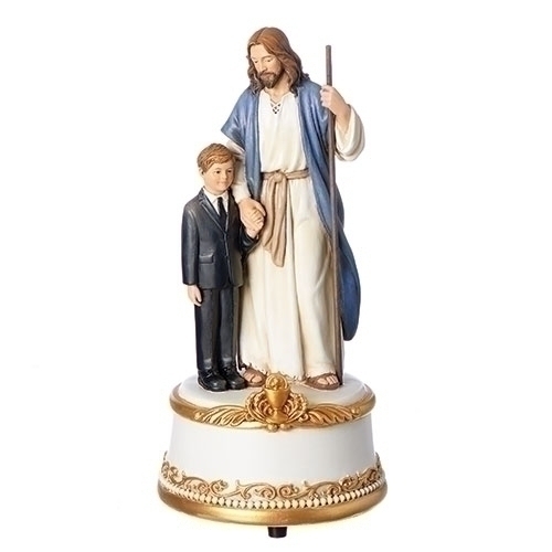 Statue First Communion Boy Musical 7.5 inch Lord's Prayer