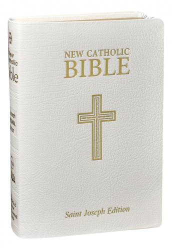 New Catholic Bible St. Joseph Regular Print Leather White