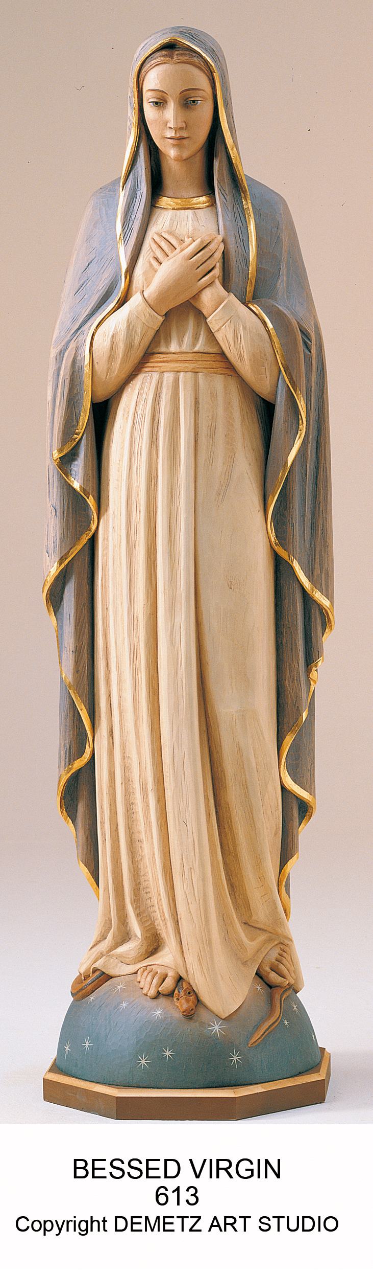 Statue Blessed Virgin 30" Linden Wood