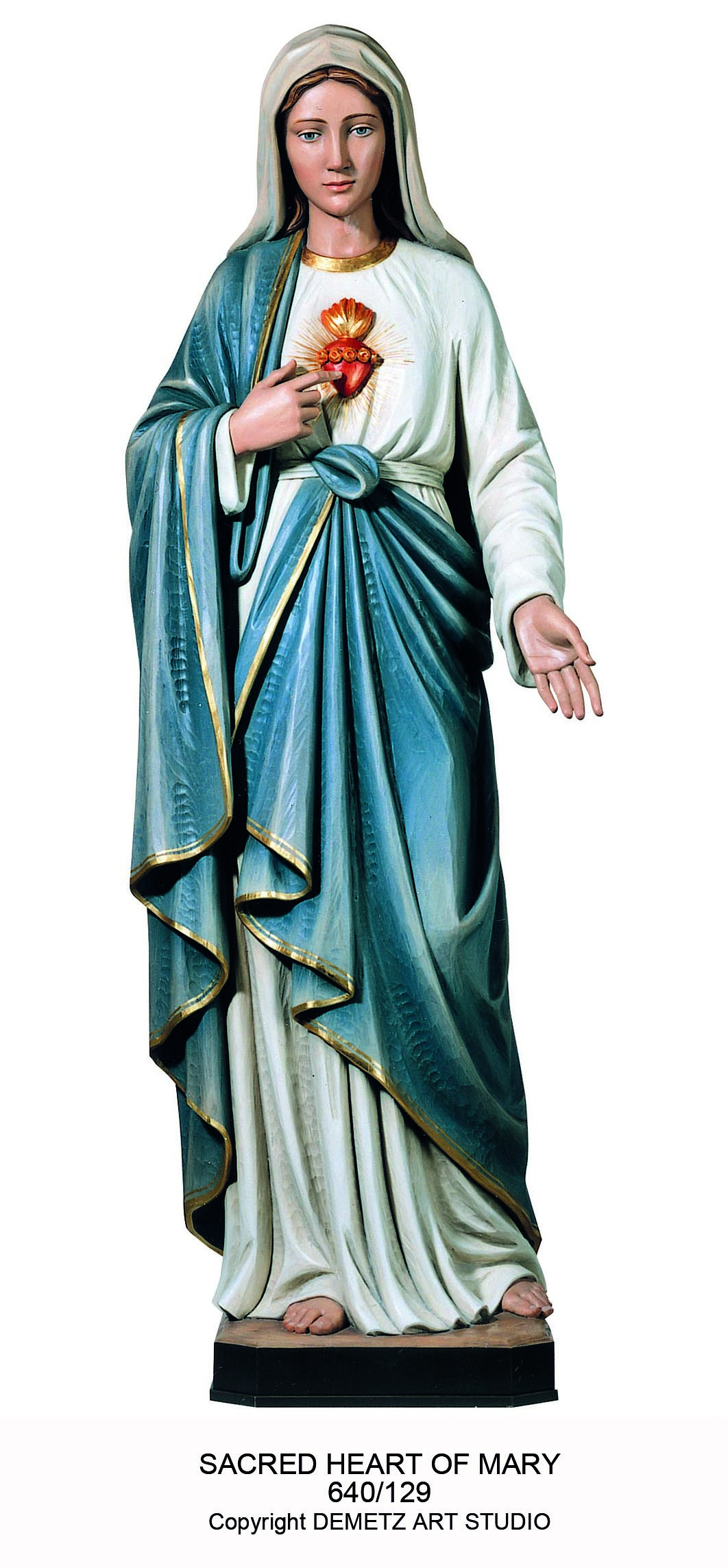 Statue Sacred Heart Of Mary 48" Linden Wood