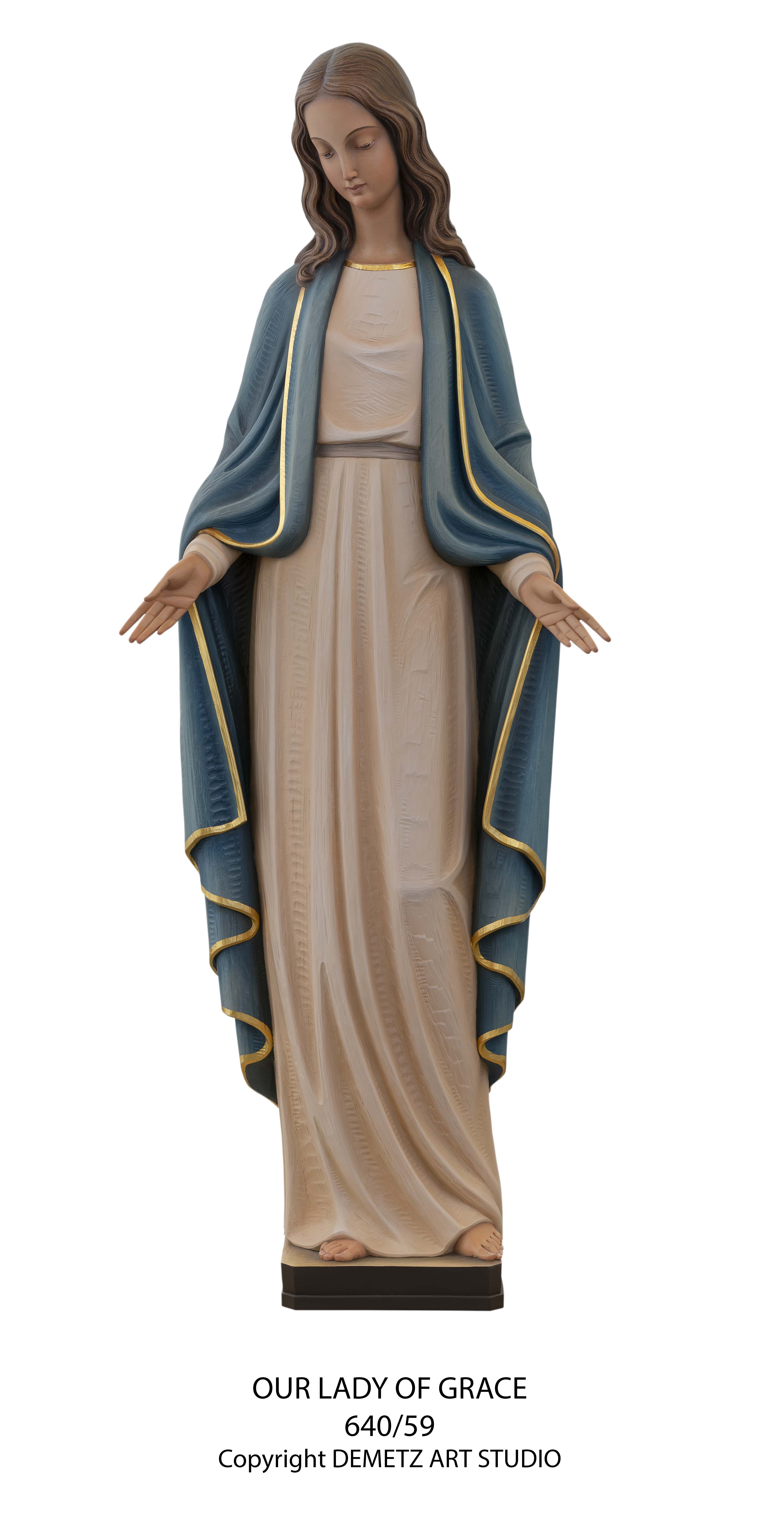 Statue Our Lady Of Grace 36" Linden Wood