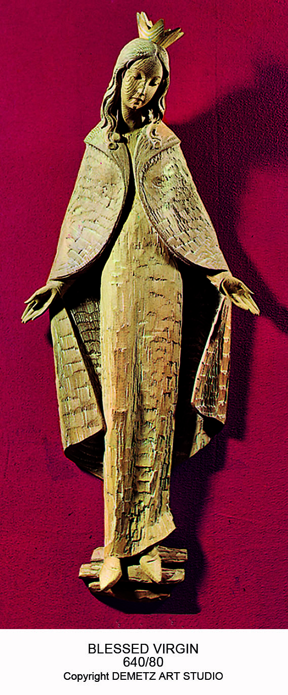 Statue Blessed Virgin - 3/4 Relief 42" Linden Wood