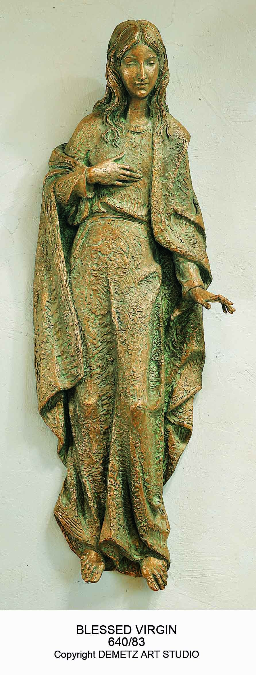 Statue Blessed Virgin - 3/4 Relief 48" Linden Wood