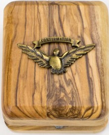 Rosary Box Olive Wood Confirmation Dove