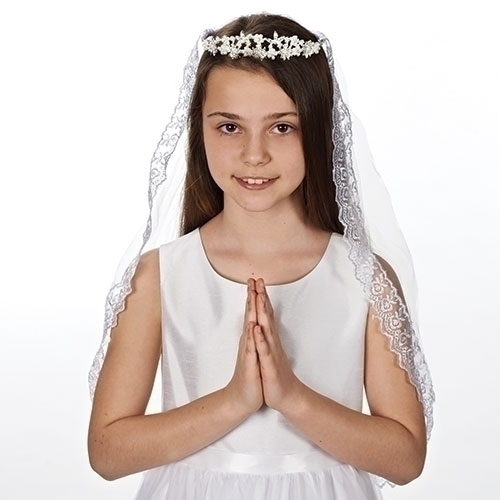 First Communion Veil Kate Tiara Pearl