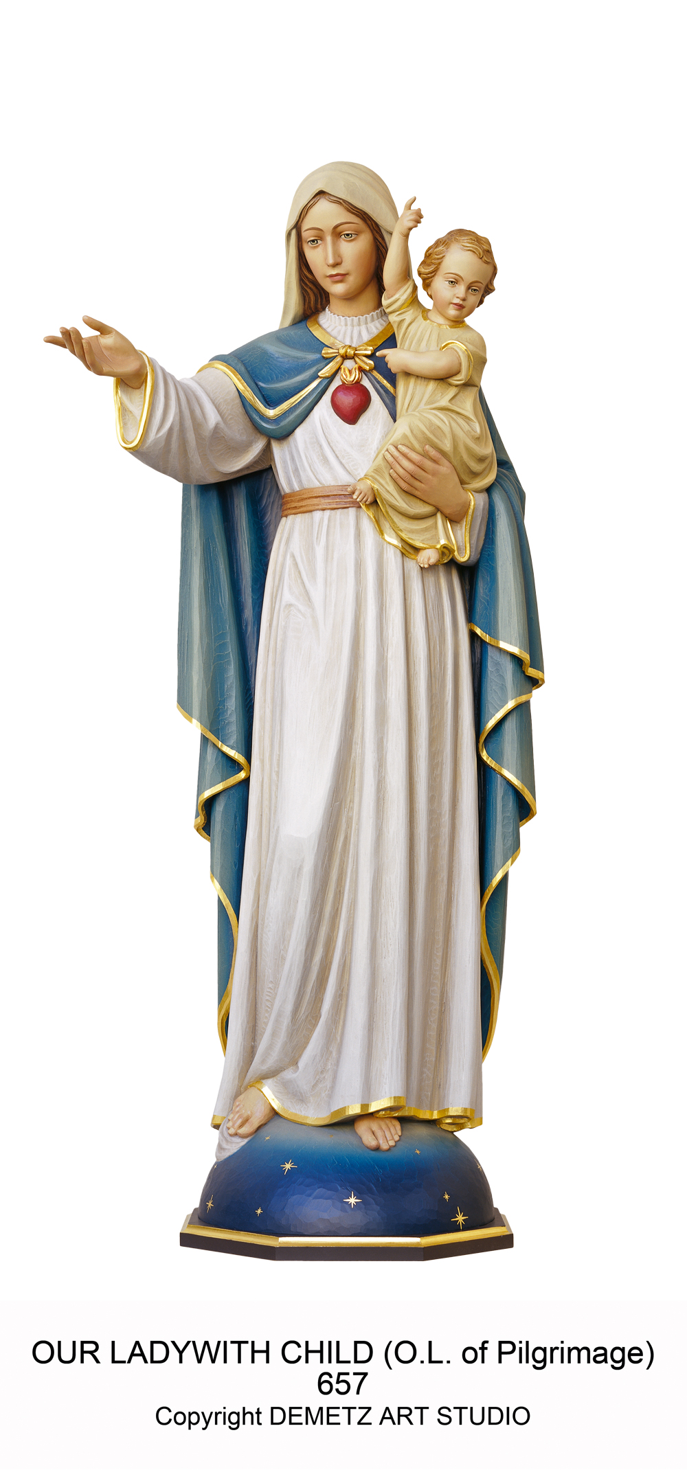 Statue Our Lady With Child (Pilgrimage) 60" Linden Wood