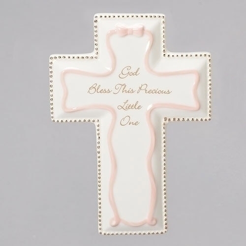 Baptism 6" God Bless Wall Pink Cross