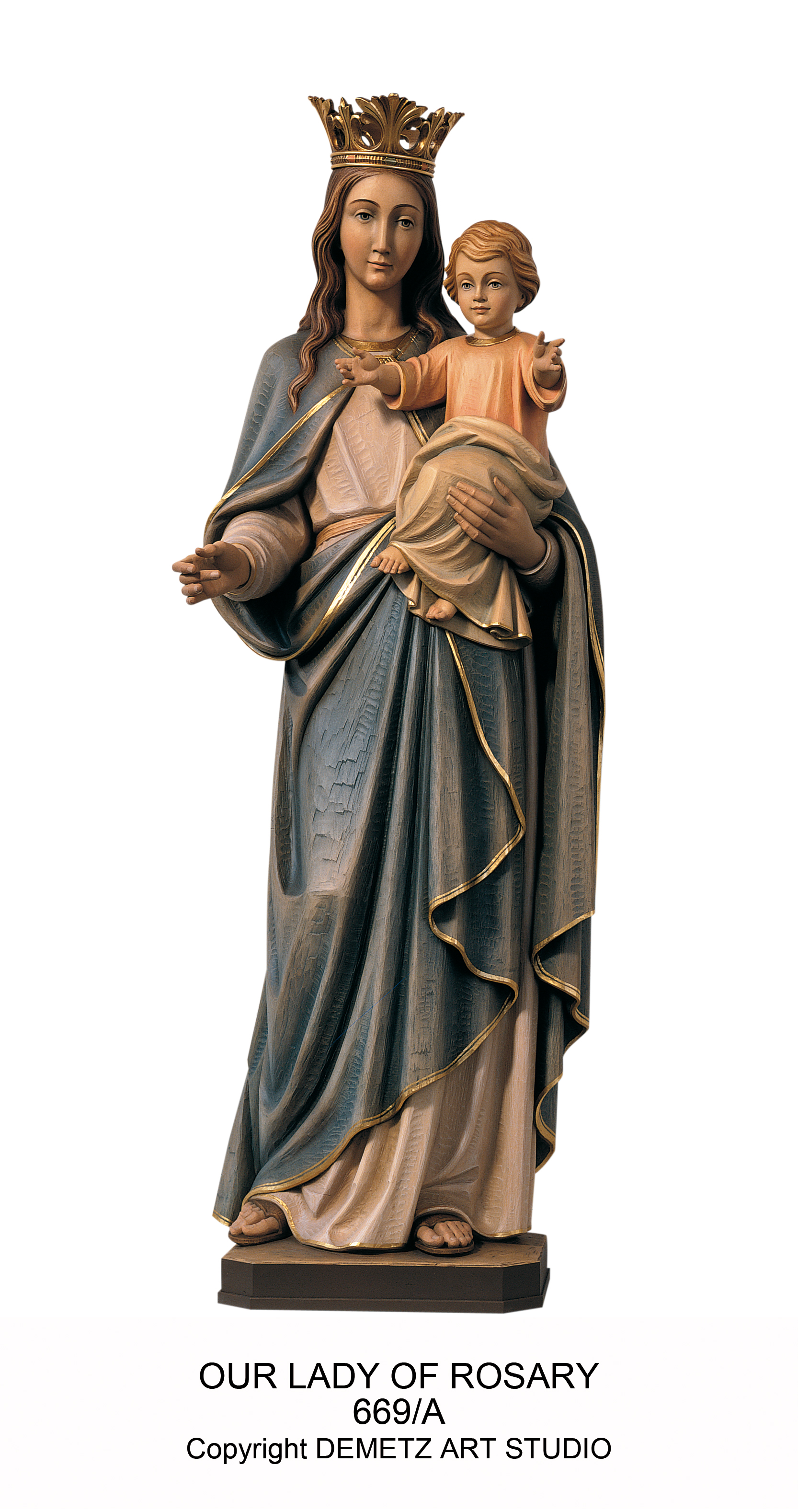 Statue Our Lady Of Rosary 36" Linden Wood