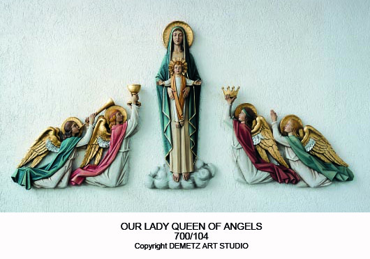 Statue Our Lady Queen Of Angels - High Relief 60" Fiberglass