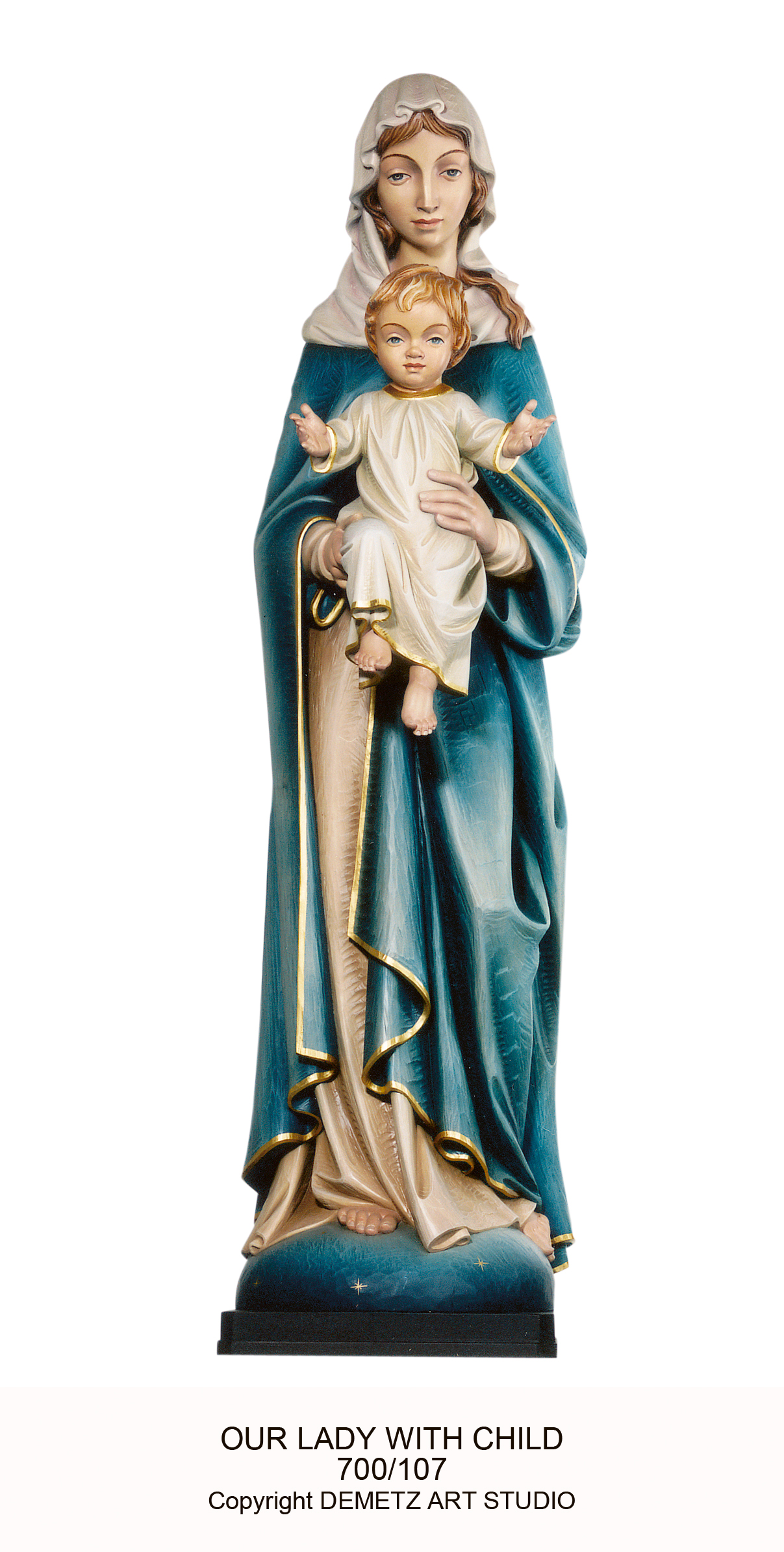 Statue Our Lady With Child 36" Linden Wood
