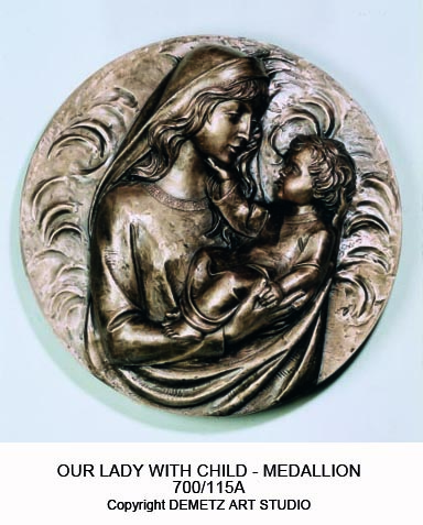 Statue Our Lady With Child - Medallion 29" Fiberglass