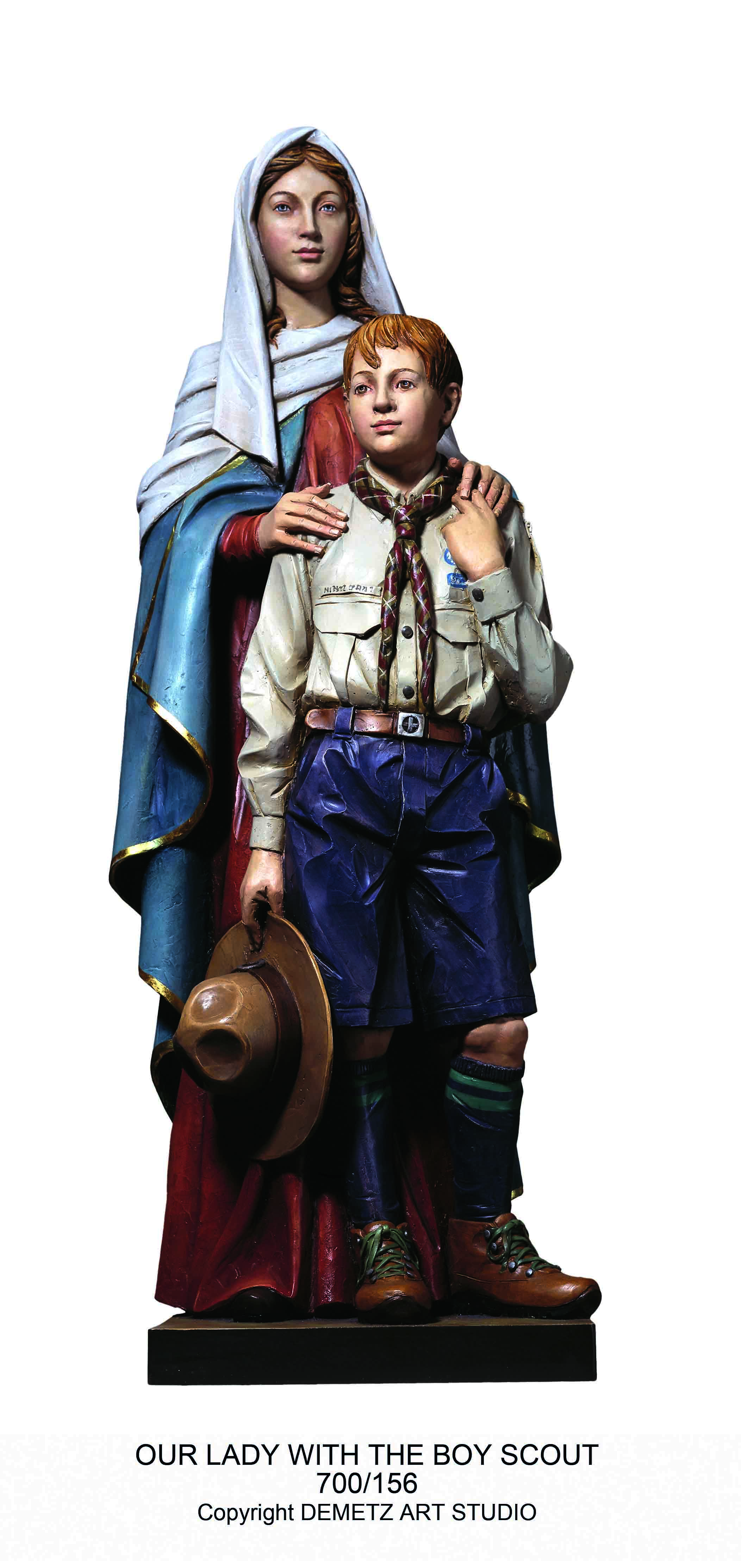 Statue Our Lady With The Boy Scout 36" Fiberglass