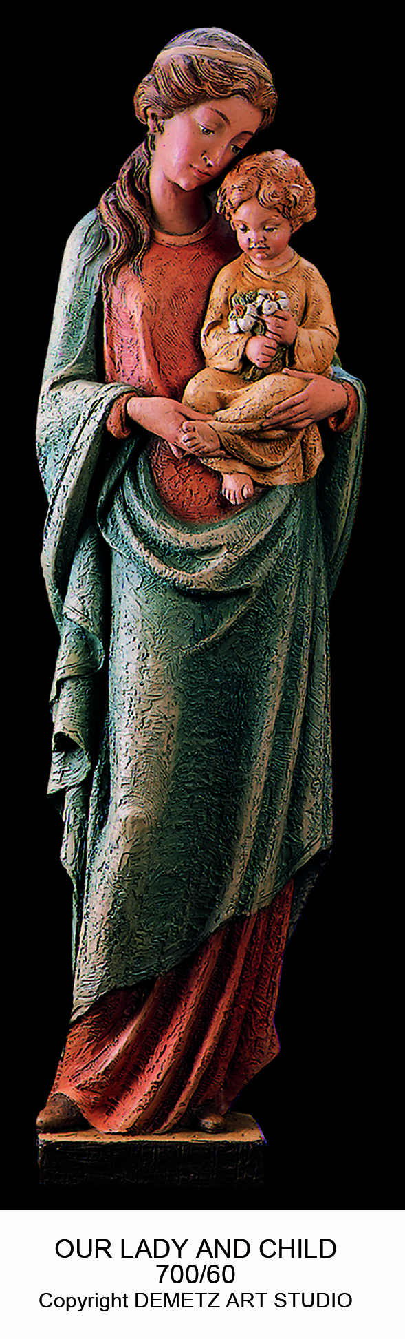Statue Our Lady With Child 30" Linden Wood