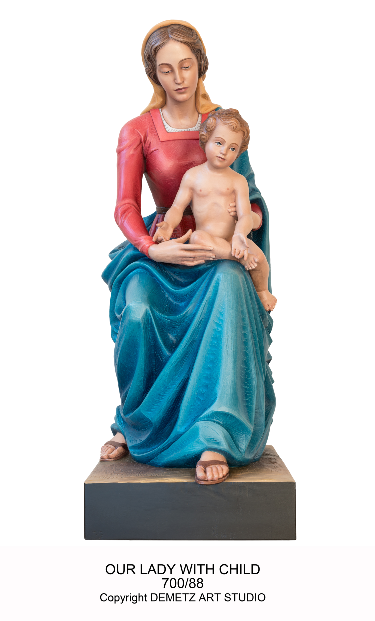 Statue Sitting Our Lady With Child 48" sitting Fiberglass