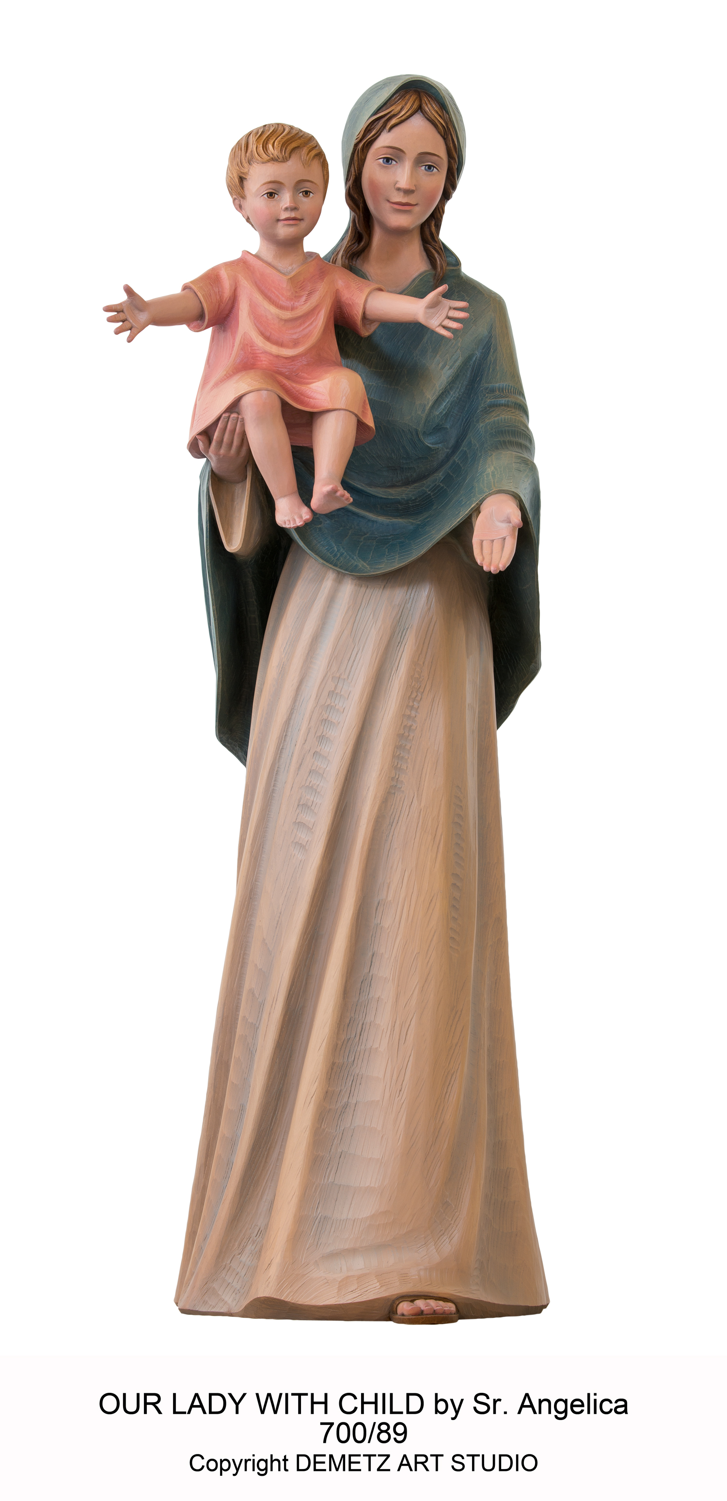 Statue Our Lady Of The Smile By Sr.Angelica 48" Linden Wood