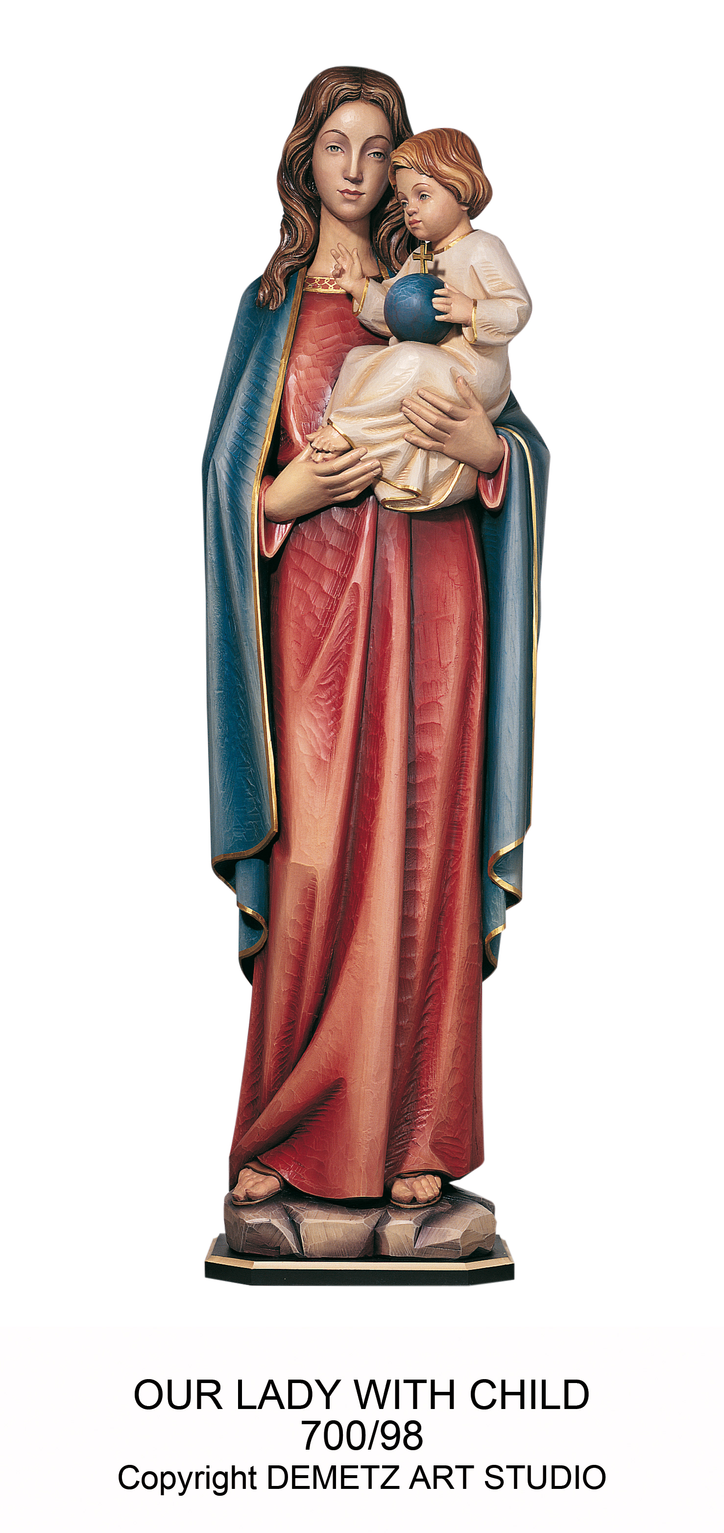 Statue Our Lady With Child 72" Linden Wood