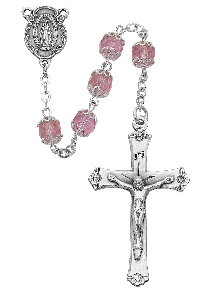 Rose Glass Capped Rosary