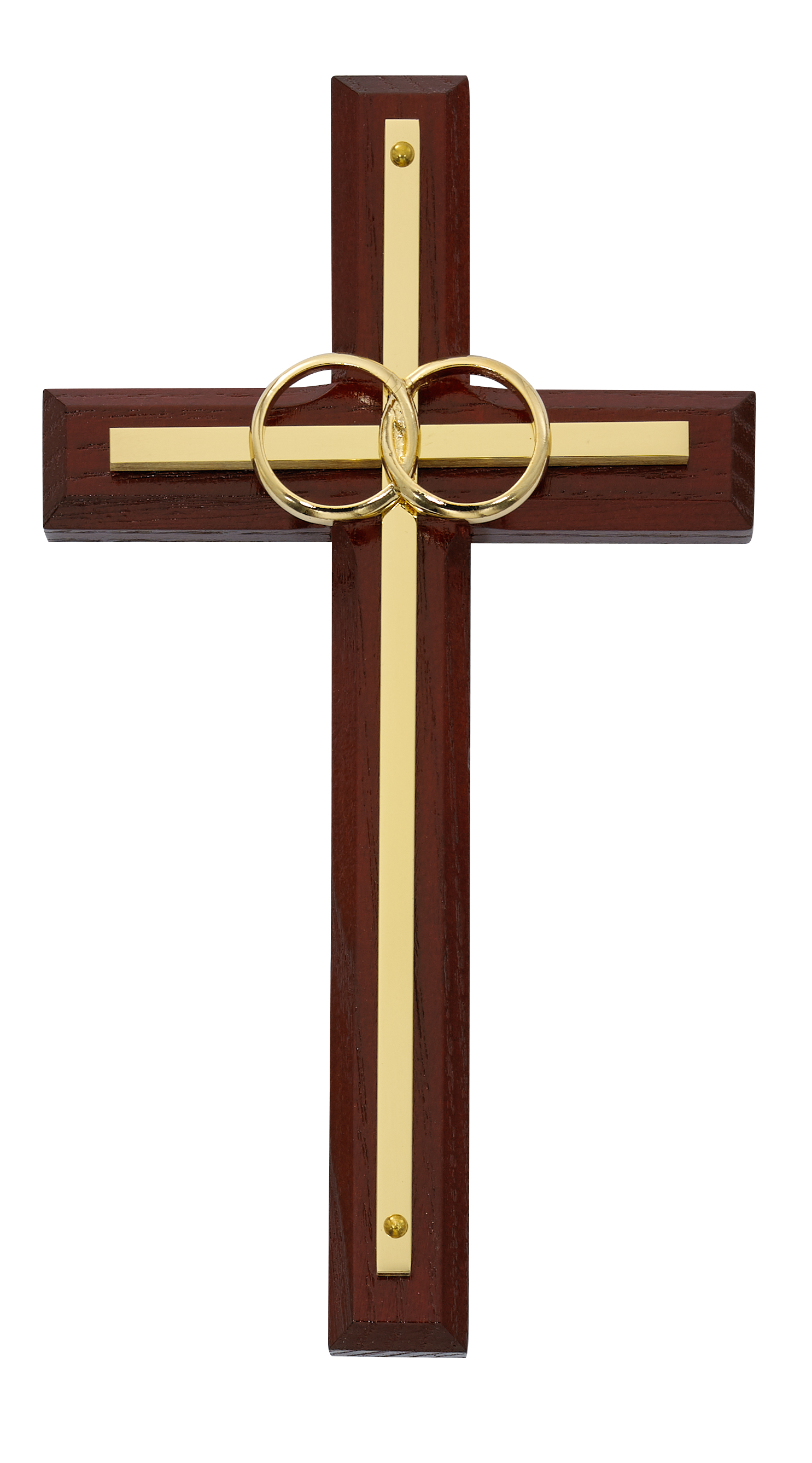 6 1/2in. Cherry and Brass Wedding Cross