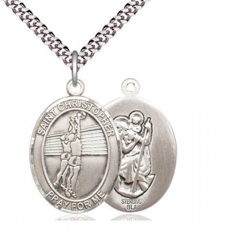 Sport Medal St. Christopher Volleyball Men 1 in Sterling Silver