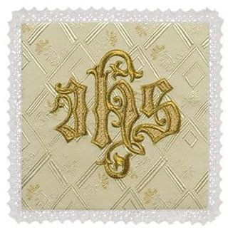 Chalice Pall Embroidered Cream IHS 7 1/2 Inch