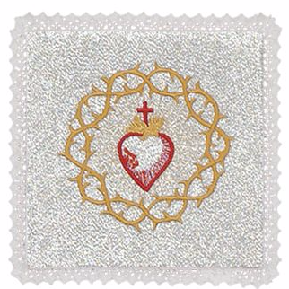 Chalice Pall Embroidered Sacred Heart 7 1/2 Inch