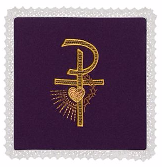Chalice Pall Embroidered Purple Lenten 7 1/2 Inch