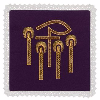 Chalice Pall Embroidered Purple Advent 7 1/2 Inch