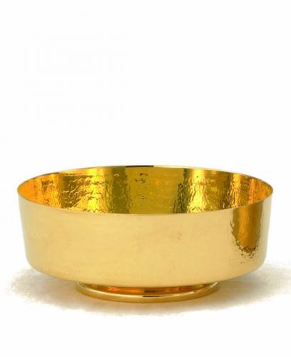 Open Bowl Ciborium 7 1/2" Gold Plated Hammered 7200G Alviti