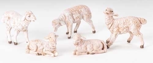Fontanini 5" Scale Nativity White Sheep 5 Pieces