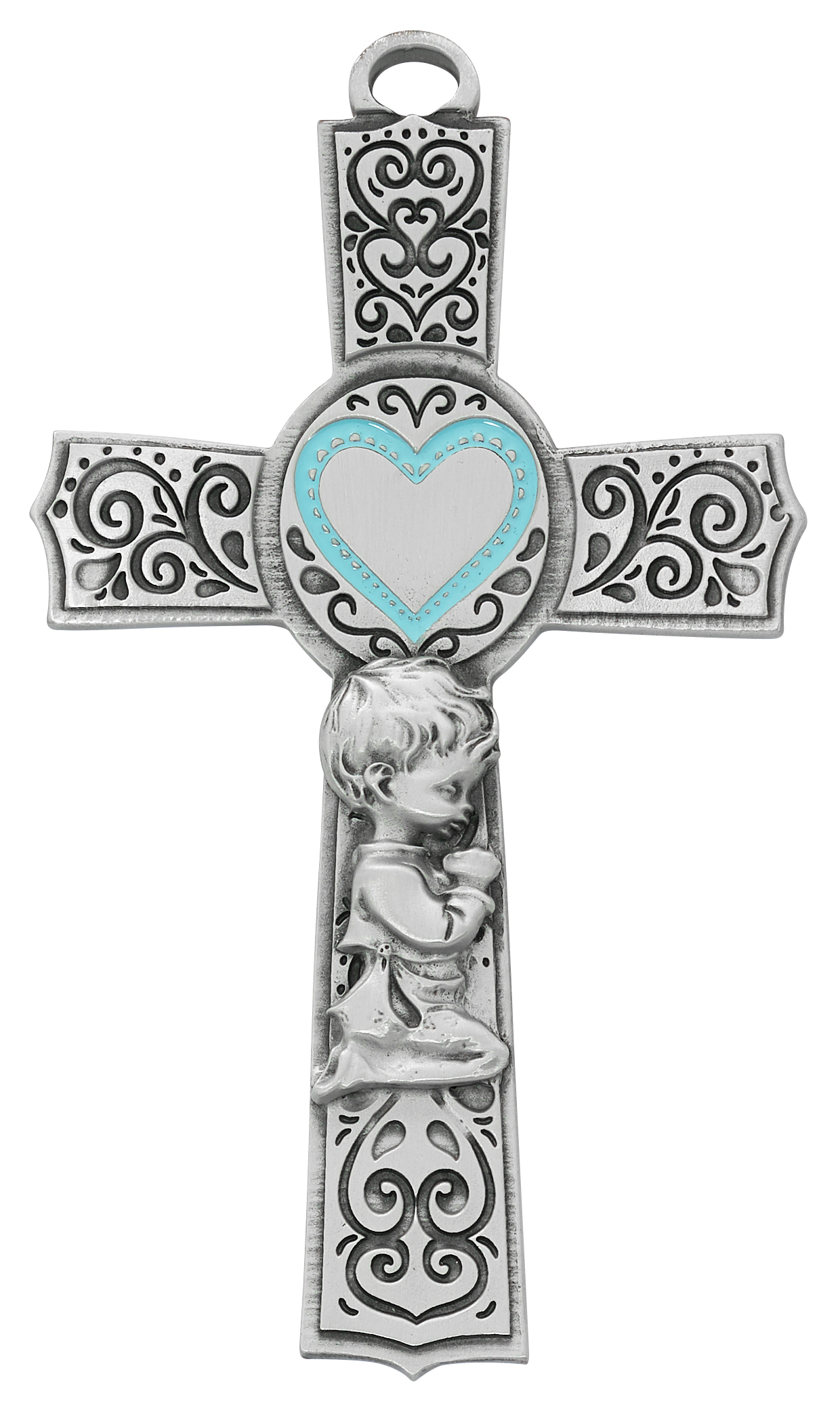 6in. Pewter Baby Boy Cross