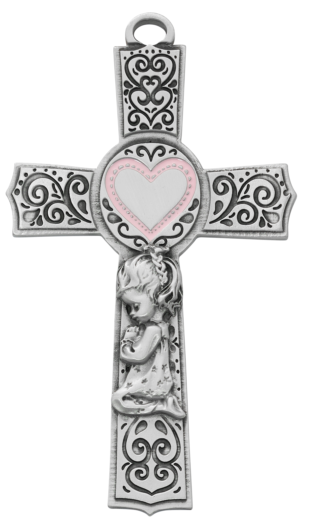 6in. Pewter Baby Girl Cross