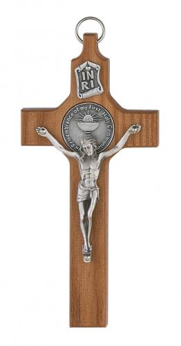 Crucifix Wall First Communion 6 inch Walnut