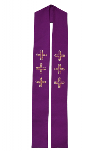 Stole Poly Linen Weave Three Crosses