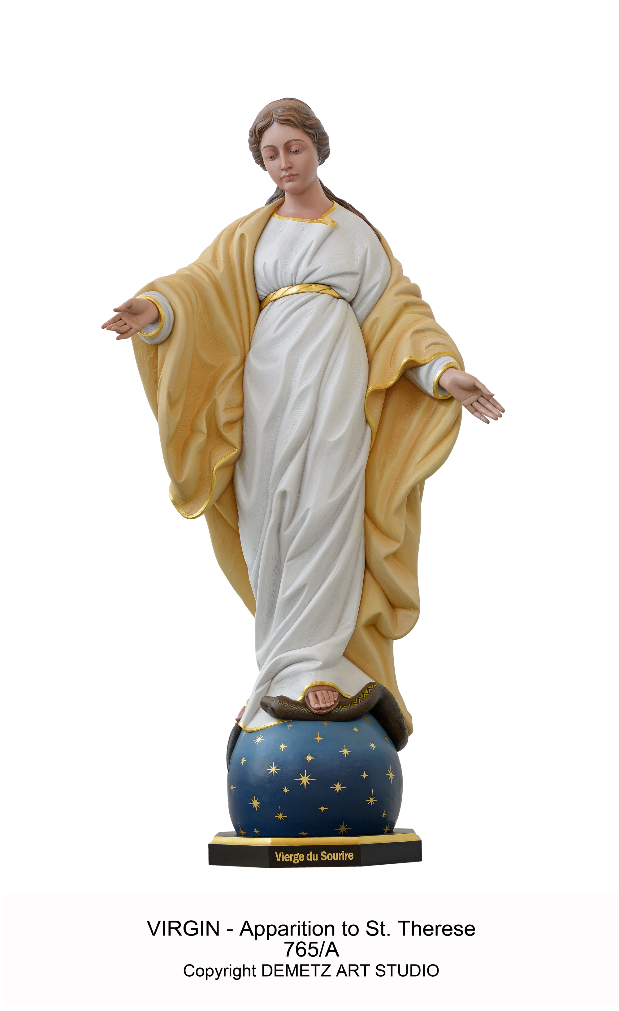 Statue Virgin - Apparition To St.Therese 25" Linden Wood