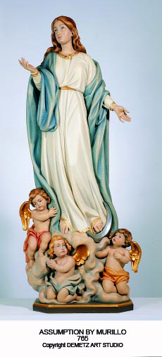 Statue Assumption By Murillo 36" Linden Wood