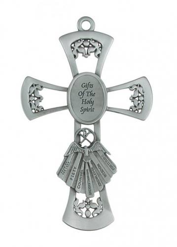 Cross Wall Confirmation Gifts Spirit 6 inch Pewter Silver