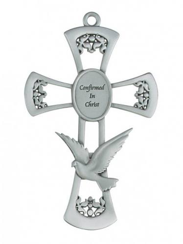 Cross Wall Confirmation 6 inch Pewter Silver