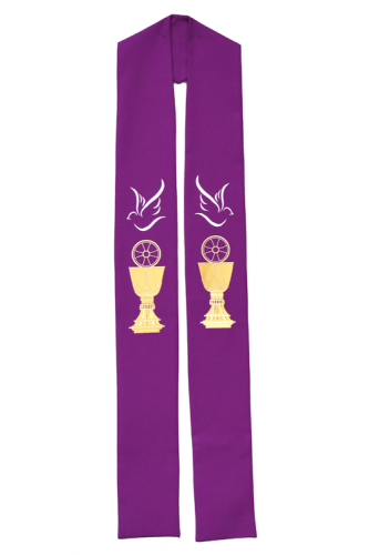 Stole Poly Linen Weave Chalice Host Dove