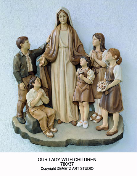 Statue Our Lady With Children - 3/4 Relief 60" x 48" Fiberglass