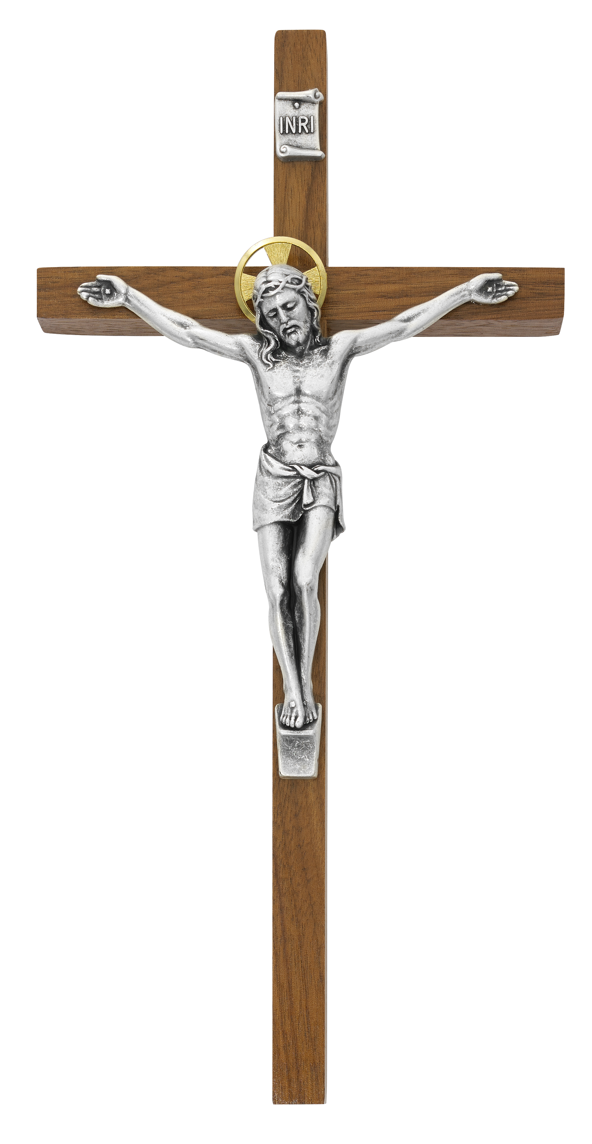 10 in. Walnut Stain Crucifix